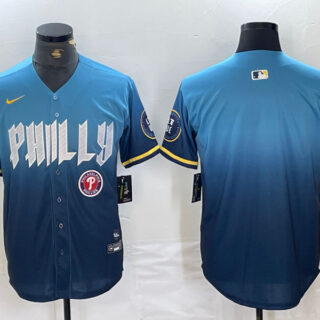 Men's Philadelphia Phillies Blank Blue 2024 City Connect Limited Stitched Jersey