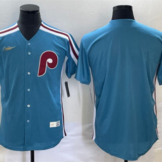Men's Philadelphia Phillies Blank Blue Cool Base Stitched Jersey