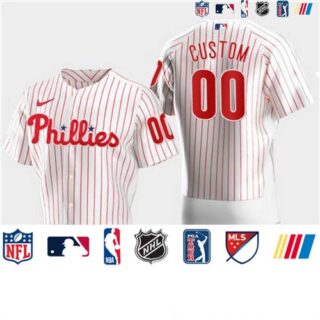 Men's Philadelphia Phillies Custom Nike White Flexbase Jersey