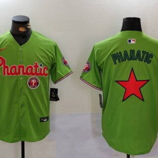 Men's Philadelphia Phillies Phanatic Green Cool Base Stitched Jerseys