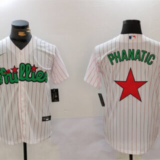 Men's Philadelphia Phillies Phanatic White Green Cool Base Stitched Jersey