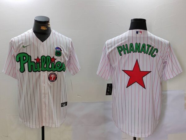 Men's Philadelphia Phillies Phanatic White Green Cool Base Stitched Jerseys