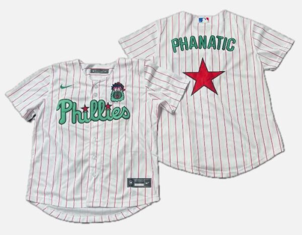 Men's Philadelphia Phillies Phanatic White Green Cool Base Stitched Jersey
