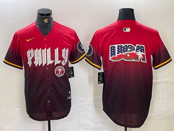 Men's Philadelphia Phillies Red Team Big Logo 2024 City Connect Limited Stitched Baseball Jersey