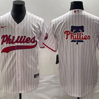 Men's Philadelphia Phillies White Team Big Logo Cool Base Stitched Baseball Jersey