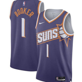 Men's Phoenix Suns #1 Devin Booker Purple 2023 Icon Edition Stitched Basketball Jersey