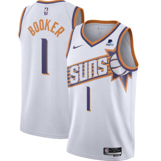 Men's Phoenix Suns #1 Devin Booker White 2023 Association Edition Stitched Basketball Jersey
