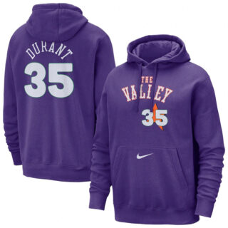 Men's Phoenix Suns #35 Kevin Durant Purple 2024 25 City Edition Essential Club Pullover Hoodie