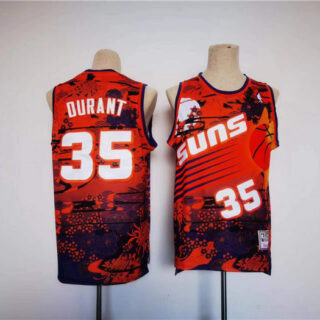 Men's Phoenix Suns #35 Kevin Durant Red Throwback Swingman Stitched Jersey