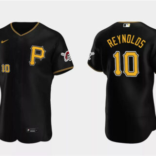Men's Pittsburgh Pirates #10 Bryan Reynolds Black Flex Base Stitched Baseball Jersey