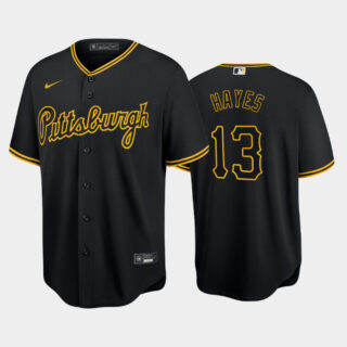 Men's Pittsburgh Pirates #13 Hayes Black Cool Base Stitched Jersey