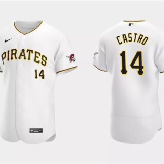 Men's Pittsburgh Pirates #14 Rodolfo Castro White Flex Base Stitched Baseball Jersey