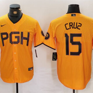 Men's Pittsburgh Pirates #15 Oneil Cruz Gold City Connect Stitched Jersey
