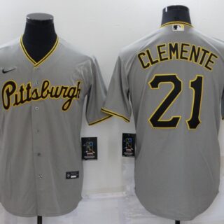 Men's Pittsburgh Pirates #21 Roberto Clemente Grey Cool Base Stitched Jersey