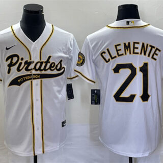 Men's Pittsburgh Pirates #21 Roberto Clemente White Cool Base Stitched Baseball Jersey