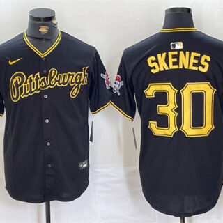 Men's Pittsburgh Pirates #30 Paul Skenes Black Stitched Baseball Jersey
