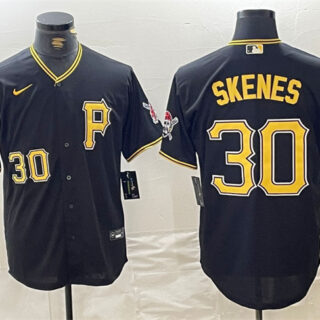 Men's Pittsburgh Pirates #30 Paul Skenes Black Stitched Baseball Jersey