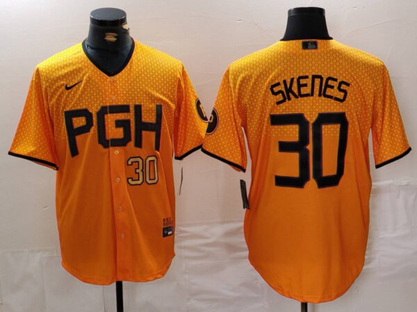 Men's Pittsburgh Pirates #30 Paul Skenes Gold City Connect Stitched Jerseys