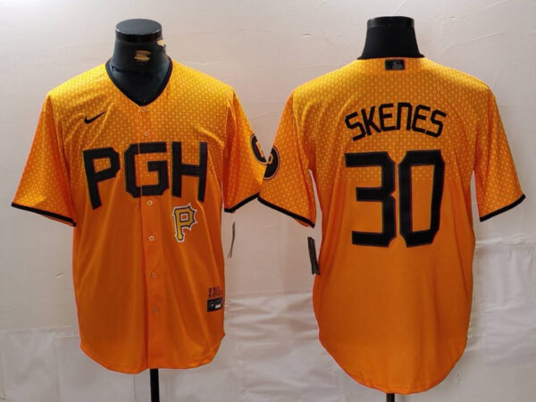 Men's Pittsburgh Pirates #30 Paul Skenes Gold City Connect Stitched Jerseys