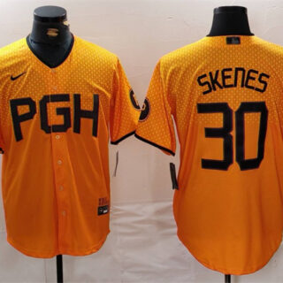 Men's Pittsburgh Pirates #30 Paul Skenes Gold City Connect Stitched Jersey