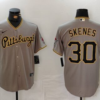 Men's Pittsburgh Pirates #30 Paul Skenes Grey Stitched Baseball Jersey