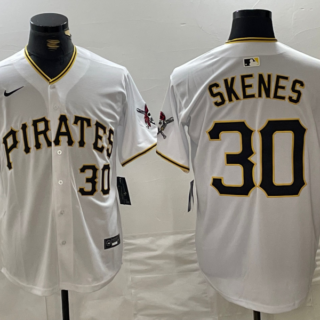 Men's Pittsburgh Pirates #30 Paul Skenes white Stitched Baseball Jersey