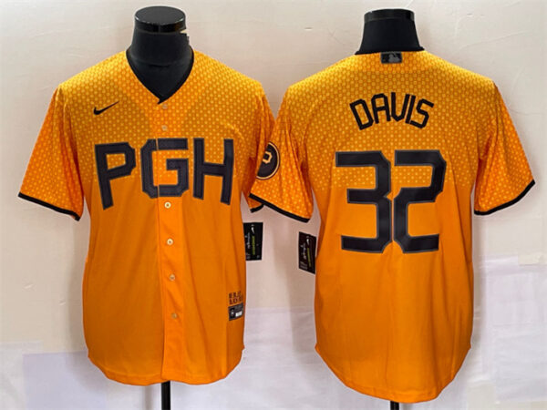 Men's Pittsburgh Pirates #32 Henry Davis Gold 2023 City Connect Stitched Jersey