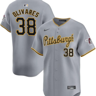 Men's Pittsburgh Pirates #38 Edward Olivares Grey 2024 Away Limited Stitched Baseball Jersey
