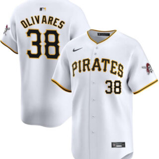 Men's Pittsburgh Pirates #38 Edward Olivares White 2024 Home Limited Stitched Baseball Jersey