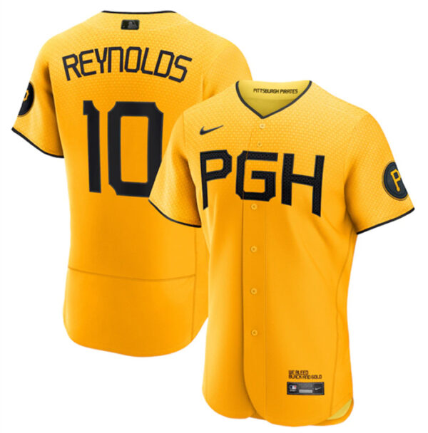 Men's Pittsburgh Pirates Active Player Custom Gold 2023 City Connect Flex Base Stitched Jersey 7