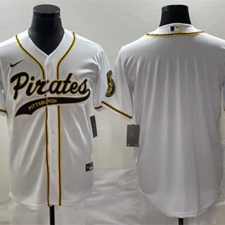 Men's Pittsburgh Pirates Blank White Cool Base Stitched Baseball Jersey