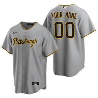 Men's Pittsburgh Pirates Custom Nike Cool Base Gray Jersey