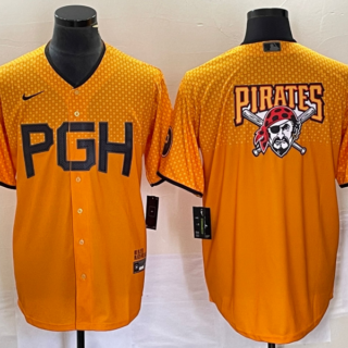 Men's Pittsburgh Pirates Gold 2023 City Connect Team Big Logo Stitched Jersey