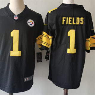 Men's Pittsburgh Steelers #1 Justin Fields Black Color Rush Limited Stitched Jersey