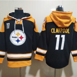 Men's Pittsburgh Steelers #11 Chase Claypool Black Ageless Must-Have Lace-Up Pullover Hoodie