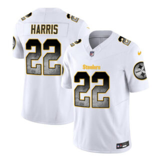 Men's Pittsburgh Steelers #22 Najee Harris White 2023 F.U.S.E. Smoke Vapor Untouchable Limited Stitched Jersey