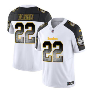 Men's Pittsburgh Steelers #22 Najee Harris White Black 2023 F.U.S.E. SmokeVapor Untouchable Limited Stitched Jersey