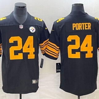 Men's Pittsburgh Steelers #24 Joey Porter Jr. Black 2023 Draft Color Rush Limited Stitched Jersey