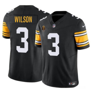 Men's Pittsburgh Steelers #3 Russell Wilson Black 2024 F.U.S.E. With Walter Payton Patch Vapor Untouchable Limited Stitched Jersey