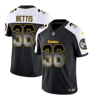 Men's Pittsburgh Steelers #36 Jerome Bettis Black White 2023 F.U.S.E. Smoke Vapor Untouchable Limited Stitched Jersey