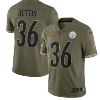 Men's Pittsburgh Steelers #36 Jerome Bettis Olive 2022 Salute To Service Limited Stitched Jersey