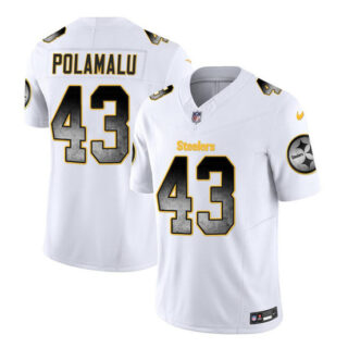 Men's Pittsburgh Steelers #43 Troy Polamalu White 2023 F.U.S.E. Smoke Vapor Untouchable Limited Stitched Jersey