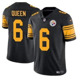 Men's Pittsburgh Steelers #6 Patrick Queen Black Color Rush Vapor Untouchable Limited Football Stitched Jersey