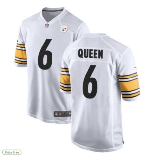 Men's Pittsburgh Steelers #6 Patrick Queen White Vapor Untouchable Limited Football Stitched Jersey