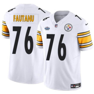Men's Pittsburgh Steelers #76 Troy Fautanu White 2024 With Dradt Patch F.U.S.E. Vapor Untouchable Limited Stitched Jersey