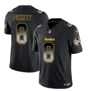 Men's Pittsburgh Steelers #8 Kenny Pickett Black 2023 F.U.S.E. Smoke Vapor Untouchable Limited Stitched Jersey