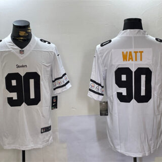 Men's Pittsburgh Steelers #90 T.J. Watt White 2019 Team Logo Cool Edition Stitched Jersey