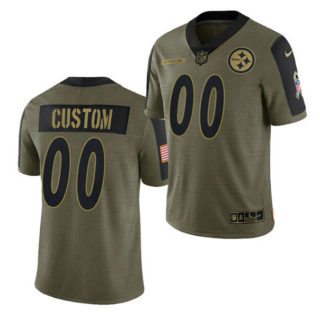 Men's Pittsburgh Steelers ACTIVE PLAYER Custom 2021 Olive Salute To Service Limited Stitched Jersey