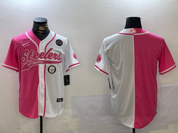 Men's Pittsburgh Steelers Blank 2024 Arctic Red White Salute To Service Stitched Baseball Jerseys