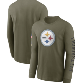 Men's Pittsburgh Steelers Olive 2022 Salute To Service Long Sleeve T-Shirt